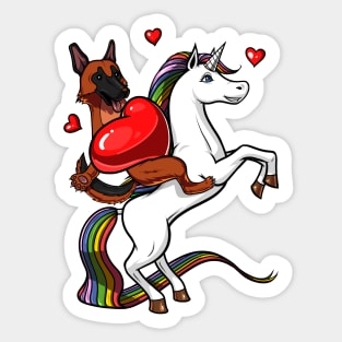 German Shepherd Dog Riding Unicorn Sticker